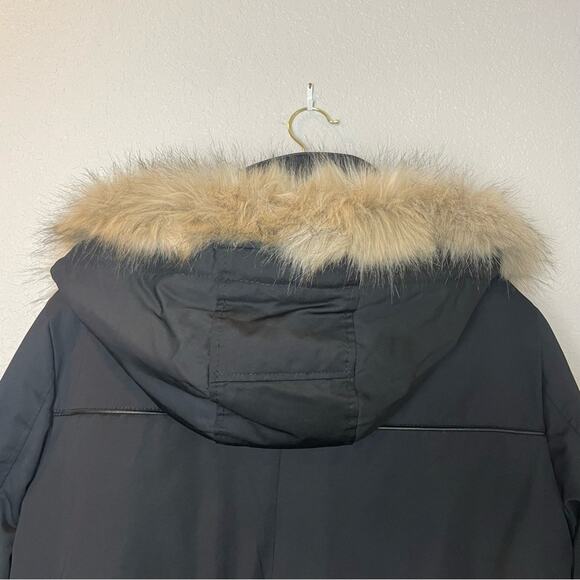 ZARA Stylish Black Parka with Faux Fur Removable Hood Size XL - Picture 11 of 12